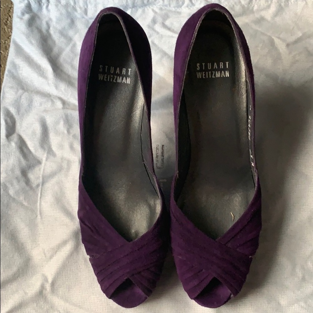 Suede Peep Toe Pumps